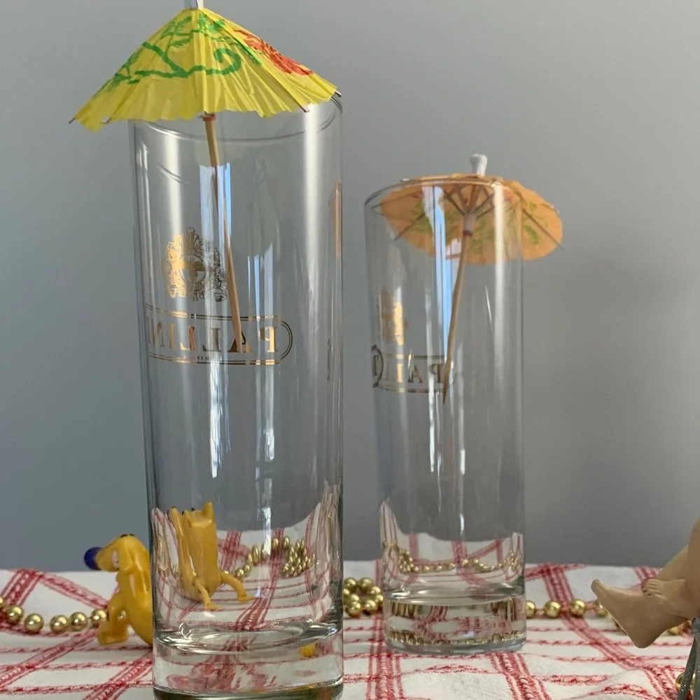 PALLINI High Ball Cocktail Glasses with Gold Design  Set/2 - VINTAGE - Picture 9 of 13